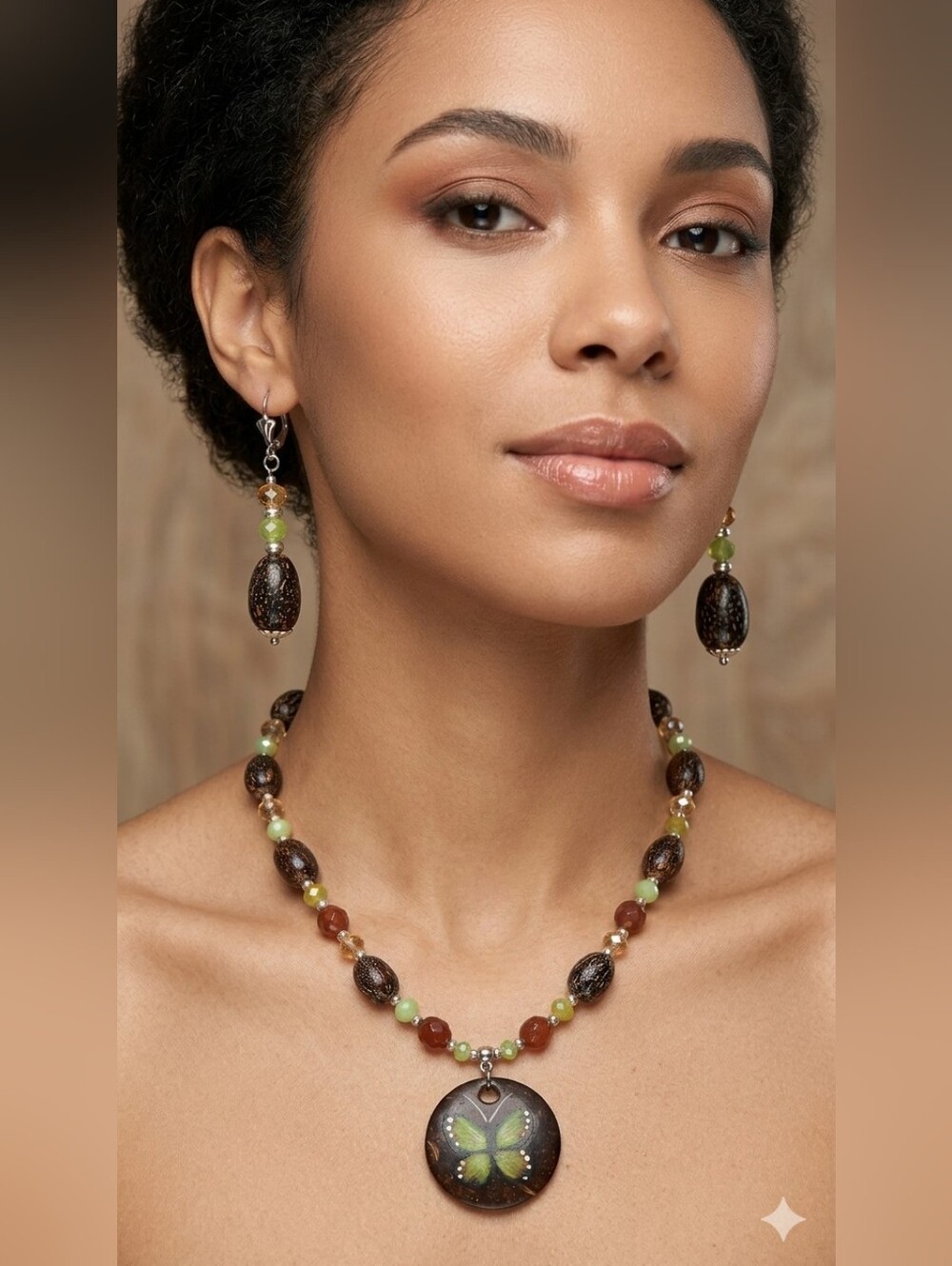 Butterfly Pendant Necklace and Earring Set